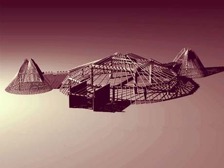photo - Structural model of a Hidatsa-Mandan earthworks house