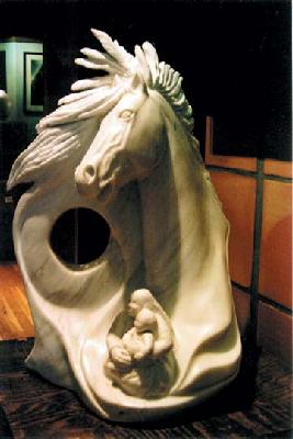 photo of stone horse sculpture by Kathy Whitman