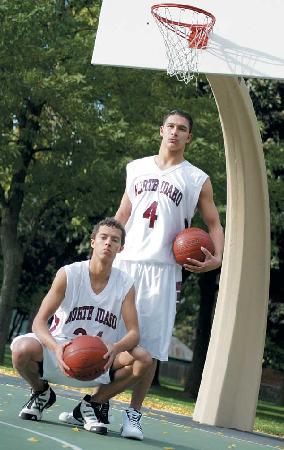 Cousins Darnell Williams, 19, front, and Andrae Domebo, 18, are hoping to be the first of many American Indian athletes to play basketball at North Idaho College. 