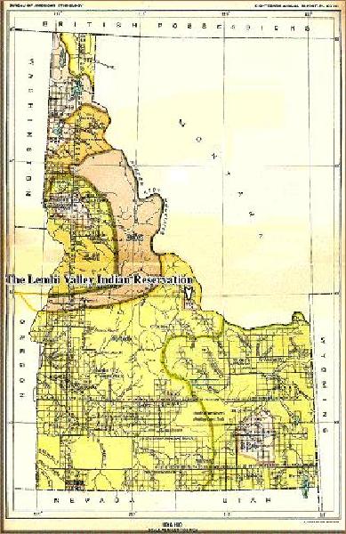 Map of the original Lemhi Valley Indian Reservation