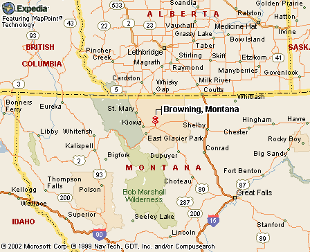 Browning , MT Map