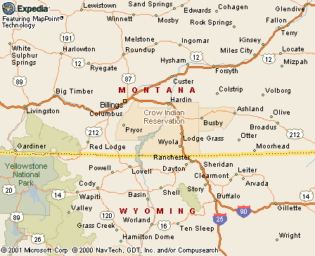 Crow Indian Reservation, Montana map