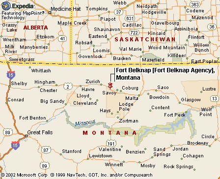 Fort Belknap Agency map