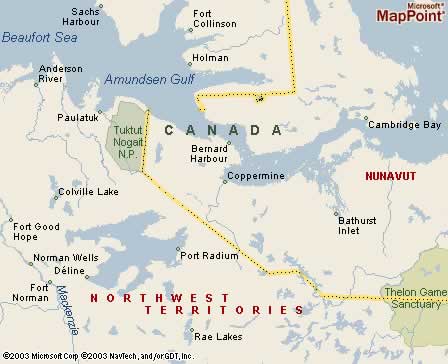 Kugluktuk, Nunavut, Canada Map
