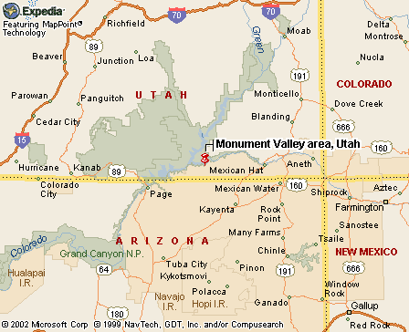 Monument Valley, UT Map