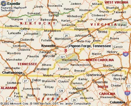 Pigeon Forge, TN Map