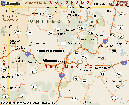 Santa Ana Pueblo, NM Map