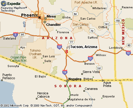 Map of Tucson AZ
